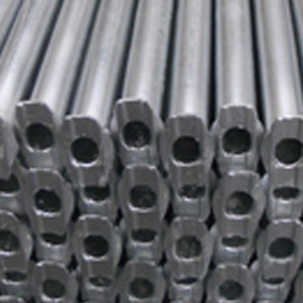 Stacked scaffold tubes seen end on